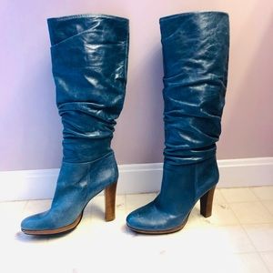 Charles David Leather Boots, Denim color